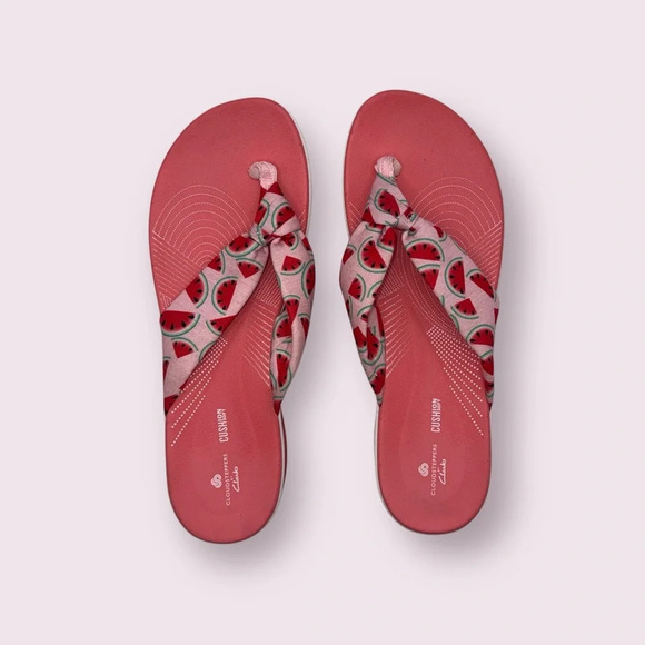 CLARKS ARLA GLISON CLOUDSTEPPERS Flip Flops Women’s 10 Pink Watermelon - Picture 3 of 10